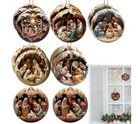 Ornamenti natalizi cristiani | 12 ornamenti in legno per presepe pasquale, decorazioni per la casa, decorazioni per albero di Natale, ciondolo per auto, decorazione da parete per porta di casa