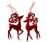 Ornamenti natalizi da appendere per albero con fiocco in velluto rosso floccato ghirlanda e simboli natalizi assortiti nella costruzione (I)