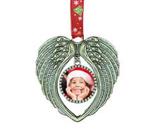 Ornamenti natalizi d'angelo | Un pezzo del mio cuore è in paradiso Ornamento per albero di Natale, Ornamenti commemorativi personalizzati Cornici per foto in metallo Cornice per in argento Or