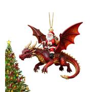 Ornamenti Natalizi Del Drago - Ciondolo 2D Del Drago Che Cavalca Babbo Natale, Decorazione Festosa 'albero Fantasy, Ornamento Della Figura Mitica Delle Vacanze | Decorazioni Natalizie Stravaganti