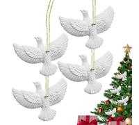 Ornamenti Natalizi Della Pace 4 Pezzi | Pendenti Con Colomba In Resina Bianca | Tema Pace Amore Gioia Speranza | Simpatiche Decorazioni Per L'albero Di Natale, Perfette Decorazioni Per La Casa