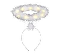 Ornamenti natalizi, illuminare la fascia per la testa di angelo a LED Bianco di piume Nero Angelo per Natale, costumi LED BIANCO CON LUCE