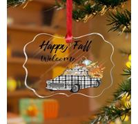 Ornamenti natalizi in acrilico da 3 pollici 2025 Happy Fall Pumpkin Leaf Truck Round Christmas Ornament Ball Festive Holiday Home Decor Croce Foglie Zucca Girasoli Ricordo Disco trasparente Calza Nome