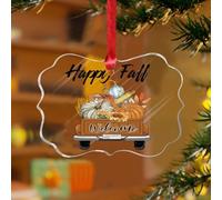 Ornamenti natalizi in acrilico da 3 pollici 2025 Happy Fall zucca foglia camion divertente ornamento di Natale palla decorazione albero di Natale ghirlande autunnali ricordo del Ringraziamento disco