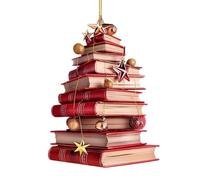 Ornamenti natalizi in acrilico, ornamenti per libri di Natale | Ornamenti natalizi con ciondolo a libro | Ornamento per libreria 2D acrilico, decorazione per la casa, ornamenti per albero di Natale Ci