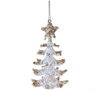 Ornamenti natalizi in acrilico trasparente con glitter, infrangibili da appendere per albero, accessori leggeri per le vacanze in fiocchi di neve, campana, cervi e altro ancora (A)