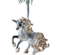 Ornamenti natalizi in acrilico trasparente con glitter, infrangibili da appendere per albero, accessori leggeri per le vacanze in fiocco di neve, campana, cervo e altro (G)