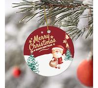 Ornamenti natalizi in ceramica a cerchio piatto, con scritta "Merry Christmas and Happy New Year" per albero di Natale, decorazioni da appendere all'albero di Natale, divertenti regali di Natale per