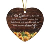 Ornamenti natalizi in ceramica a forma di cuore biblico per Dio così amato il mondo che ha inviato il suo figlio unigenito Giovanni 3:16 Ornamenti per albero di Natale Ricordo di Natale Memoriale da