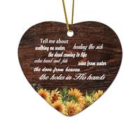 Ornamenti natalizi in ceramica a forma di cuore che parlano di camminare sull'acqua Guarigione dei malati i morti che prendono vita extra pane e pesce vincere ornamenti per albero di Natale ricordo di