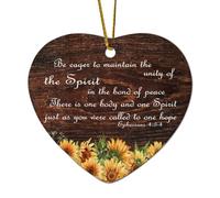 Ornamenti natalizi in ceramica a forma di cuore Efesini 4:3 4 Essere desiderosi di mantenere l'unità dello spirito nel vincolo della pace c'è un corpo ornamenti per albero di Natale ricordo di Natale