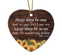 Ornamenti natalizi in ceramica a forma di cuore John 17:21 Wall Art May They Be One Just As You And I Are One May They Be in Us That The World Ma Ornamenti per albero di Natale Ricordo di Natale