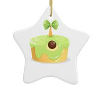 Ornamenti natalizi in ceramica a forma di stella WHJSHOP Avocado Bowknot Pudding Pattern per decorazioni natalizie in centri commerciali, supermercati e case