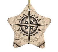 Ornamenti natalizi in ceramica a forma di stella WHJSHOP Compass Map modello nautico accessori per albero di Natale per centri commerciali finestre e uffici