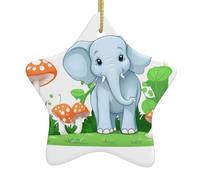 Ornamenti natalizi in ceramica a forma di stella WHJSHOP Elephant in The Mushroom Garden Pattern per decorazioni natalizie in centri commerciali, supermercati e case