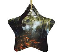 Ornamenti natalizi in ceramica a forma di stella WHJSHOP Goldfish Under The Willow Tree Pattern per decorazioni natalizie in centri commerciali, supermercati e case