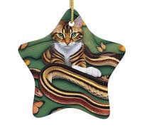 Ornamenti natalizi in ceramica a forma di stella WHJSHOP La storia del serpente e del gatto modello accessori per albero di Natale per centri commerciali finestre e uffici