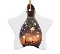 Ornamenti natalizi in ceramica a forma di stella WHJSSF Glowing Stars Wishing Bottle Printing per decorazioni natalizie in centri commerciali, supermercati e case