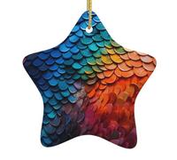 Ornamenti natalizi in ceramica a forma di stella YYHHAOFA frammenti arcobaleno squame di pesce immagine albero di Natale accessori per centri commerciali finestre e uffici