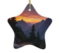 Ornamenti natalizi in ceramica a forma di stella YYHHAOFA La luce del mattino in montagna immagine albero di Natale accessori per centri commerciali finestre e uffici