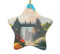 Ornamenti natalizi in ceramica a forma di stella YYHWHJDE fuori dal cancello del castello stampati per decorazioni natalizie in centri commerciali, supermercati e case