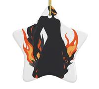 Ornamenti natalizi in ceramica a forma di stella YYHWHJDE La terrificante ombra tra le fiamme stampa albero di Natale accessori per centri commerciali finestre e uffici