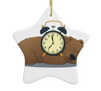 Ornamenti natalizi in ceramica a forma di stella YYHWHJDE Little Brown Bear stampati per decorazioni natalizie in centri commerciali, supermercati e case