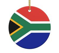 Ornamenti natalizi in ceramica con bandiera del Sudafrica per donne, decorazioni per alberi di Natale, ornamenti da appendere