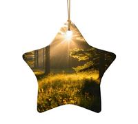 Ornamenti natalizi in ceramica con stampa di luce del sole del mattino nel deserto, decorazioni natalizie a forma di cuore e stella