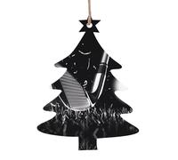 Ornamenti natalizi in legno a forma di albero di Natale, albero di Natale festivo in bianco e nero con stampa a golf, decorazione perfetta per la casa per gli amici