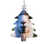 Ornamenti natalizi in legno a forma di albero di Natale, con stampa di un lama, decorazione per la casa per le vacanze, albero di Natale, ufficio, camino, decorazione per feste