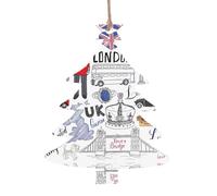 Ornamenti natalizi in legno a forma di albero di Natale, decorazione da appendere con stampa "I Love London", perfetta decorazione per la casa per gli amici