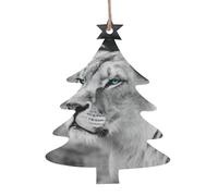 Ornamenti natalizi in legno a forma di albero di Natale, leonessa con occhi blu e verdi, varie forme, per albero di Natale, decorazione per casa e ufficio