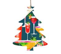Ornamenti natalizi in legno a forma di albero di Natale, stampa cocktail tropicale, decorazione per la casa, albero di Natale, ufficio, camino, decorazione per feste