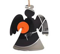 Ornamenti natalizi in legno a forma di angelo, albero di Natale in stile vintage, stampa di dischi in vinile, decorazione perfetta per la casa per gli amici