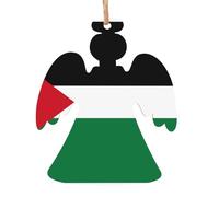 Ornamenti natalizi in legno a forma di angelo - Bandiera dello Stato della Palestina Stampa Decorazioni da appendere all'albero di Natale con forme di Babbo Natale, angelo, campana e pupazzo di neve