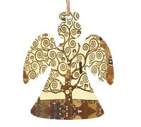 Ornamenti natalizi in legno a forma di angelo, con stampa dell'albero della vita, decorazioni da appendere all'albero di Natale, con forme di Babbo Natale, angelo, campana e pupazzo di neve