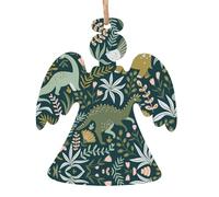Ornamenti natalizi in legno a forma di angelo, con stampa di dinosauri, decorazione per la casa, albero di Natale, ufficio, camino, decorazione per feste