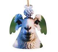 Ornamenti natalizi in legno a forma di angelo, con stampa di un lama, decorazione per la casa, albero di Natale, ufficio, camino, decorazione per feste