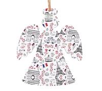 Ornamenti natalizi in legno a forma di angelo, con stampa Torre Eiffel, decorazioni da appendere all'albero di Natale con forme di Babbo Natale, angelo, campana e pupazzo di neve