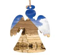 Ornamenti natalizi in legno a forma di angelo, decorazione natalizia da appendere con stampa piramidi egiziane, perfetta decorazione per la casa per gli amici