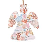 Ornamenti natalizi in legno a forma di angelo, stampa barriera corallina, albero di Natale da appendere per casa, ufficio, caminetto, decorazione per feste