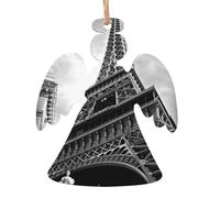 Ornamenti natalizi in legno a forma di angelo, stampa Torre Eiffel, varie forme per albero di Natale, decorazione per casa e ufficio