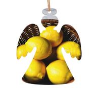 Ornamenti natalizi in legno a forma di angelo, un cesto con stampa di limoni, decorazione per la casa, albero di Natale, ufficio, camino, decorazione per feste