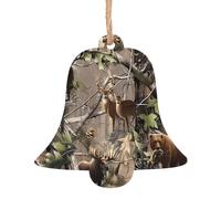 Ornamenti natalizi in legno a forma di campana, albero di Natale festivo, caccia alla fauna selvatica, cervi, orsi, alci, decorazione da appendere, perfetta decorazione per la casa per gli amici