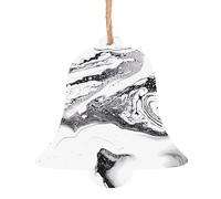 Ornamenti natalizi in legno a forma di campana, albero di Natale festivo con stampa in marmo bianco e nero, decorazione perfetta per la casa per gli amici