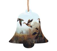 Ornamenti natalizi in legno a forma di campana, caccia all'albero di Natale, decorazione da appendere con stampa selvaggia, perfetta decorazione per la casa per gli amici