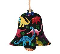 Ornamenti natalizi in legno a forma di campana, con stampa di dinosauri in stile cartone animato, da appendere per casa, ufficio, caminetto, decorazione per feste