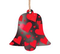 Ornamenti natalizi in legno a forma di campana, cuori rossi, stampa fuochi d'artificio, decorazione da appendere all'albero di Natale con fiocchi di neve e forme di Babbo Natale