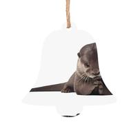 Ornamenti natalizi in legno a forma di campana, decorazione da appendere con stampa di lontra, perfetta decorazione per la casa per gli amici